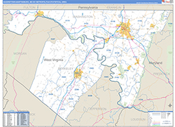 Hagerstown-Martinsburg Metro Area Wall Map Basic Style 2026
